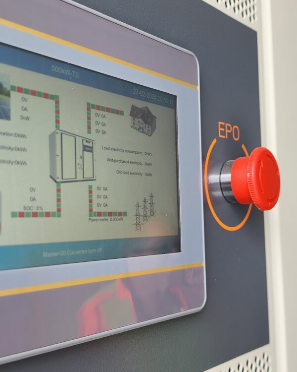 modern industrial control panel for an energy system